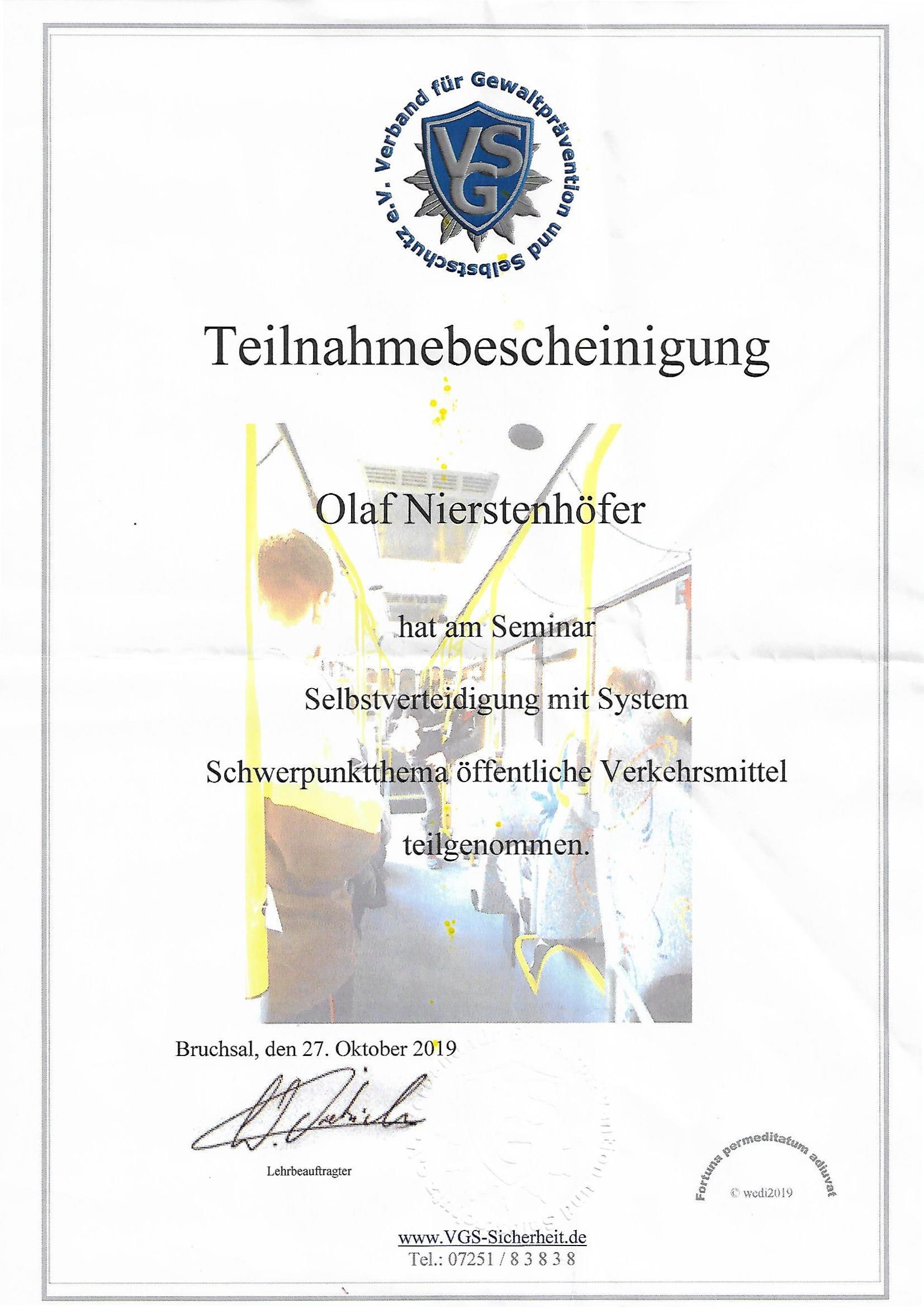 Teilnahmebescheinigung